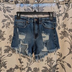 Kendall & Kylie The Icon Short - High Waisted Distressed Jean Shorts Size 3 (26)